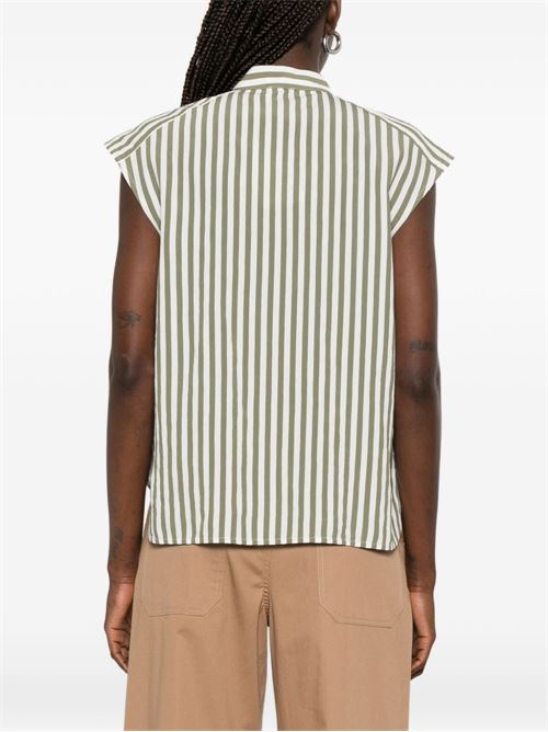 Camicia donna Emme Marella smanicata rigata panna e verde in viscosa EMME Marella | SAIO010